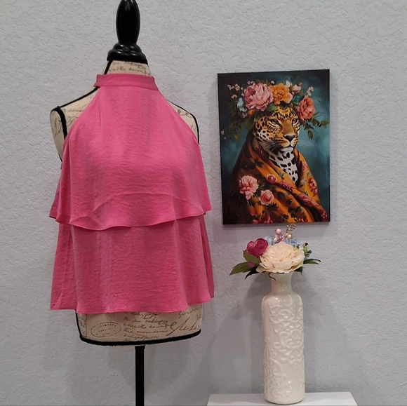 NWT Express Pink Layered Halter Top - Picture 1 of 7